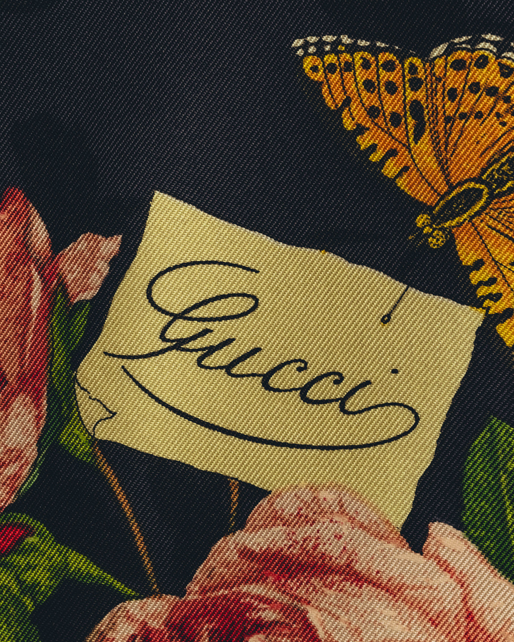 "GUCCI" 70's-80's Botanical silk scarf