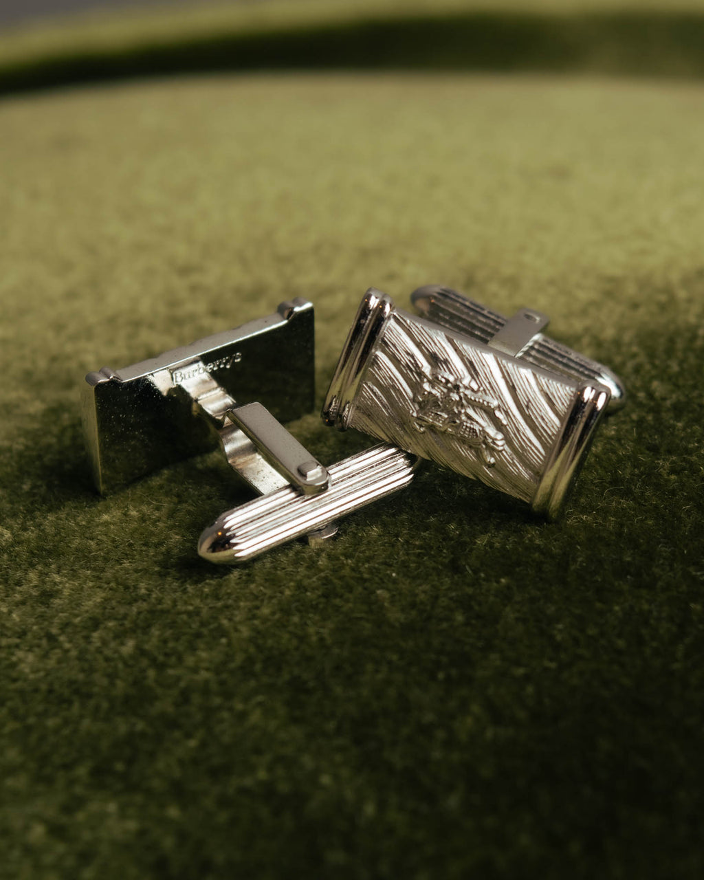 "Burberrys" 70's-90's Silver equestrian knight cufflinks