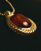 "Christian Dior" 80's-90's Amber cabochon pendant necklace