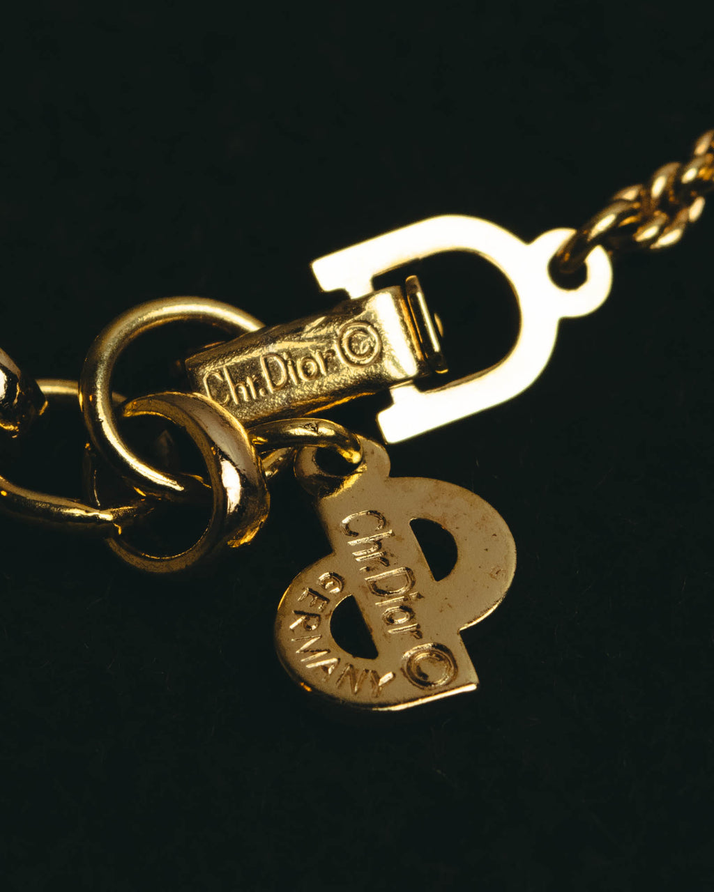 "Christian Dior" 80's-90's Amber cabochon pendant necklace