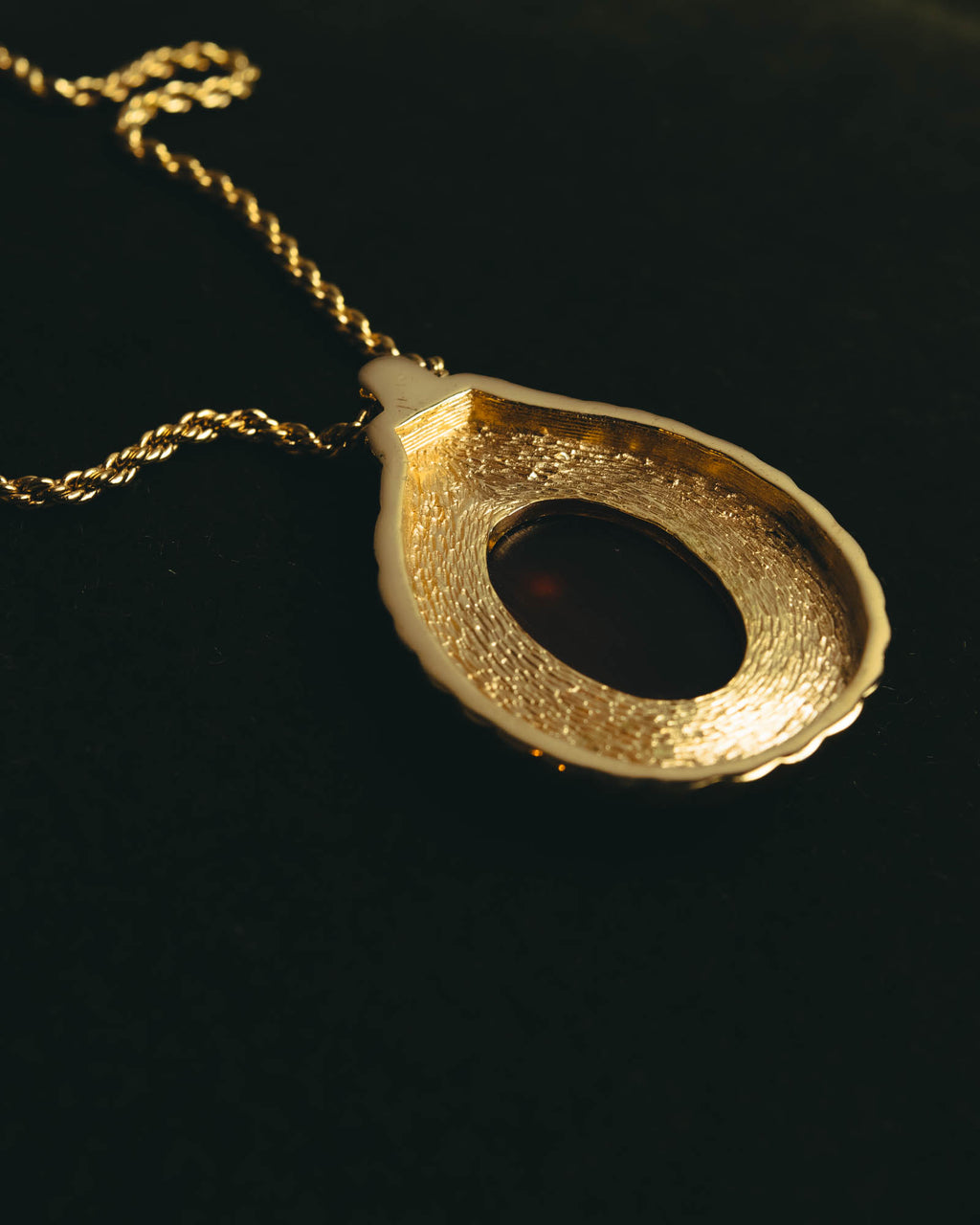 "Christian Dior" 80's-90's Amber cabochon pendant necklace