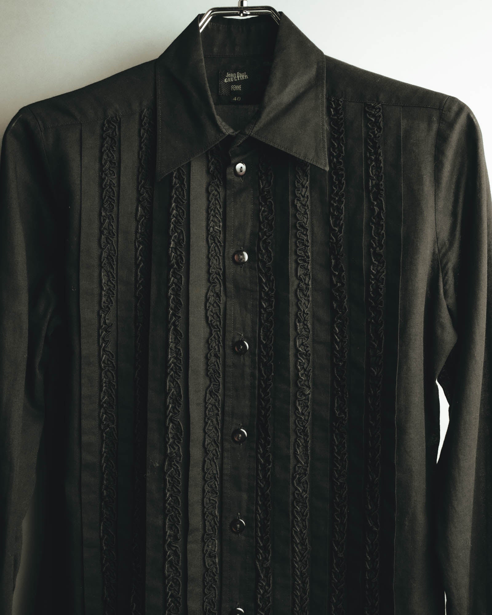 "Jean Paul Gaultier Femme" 90's-00's Ruffled cotton long sleeve blouse