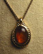 "Christian Dior" 80's-90's Amber cabochon pendant necklace