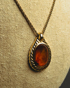 "Christian Dior" 80's-90's Amber cabochon pendant necklace