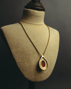 "Christian Dior" 80's-90's Amber cabochon pendant necklace