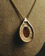 "Christian Dior" 80's-90's Amber cabochon pendant necklace