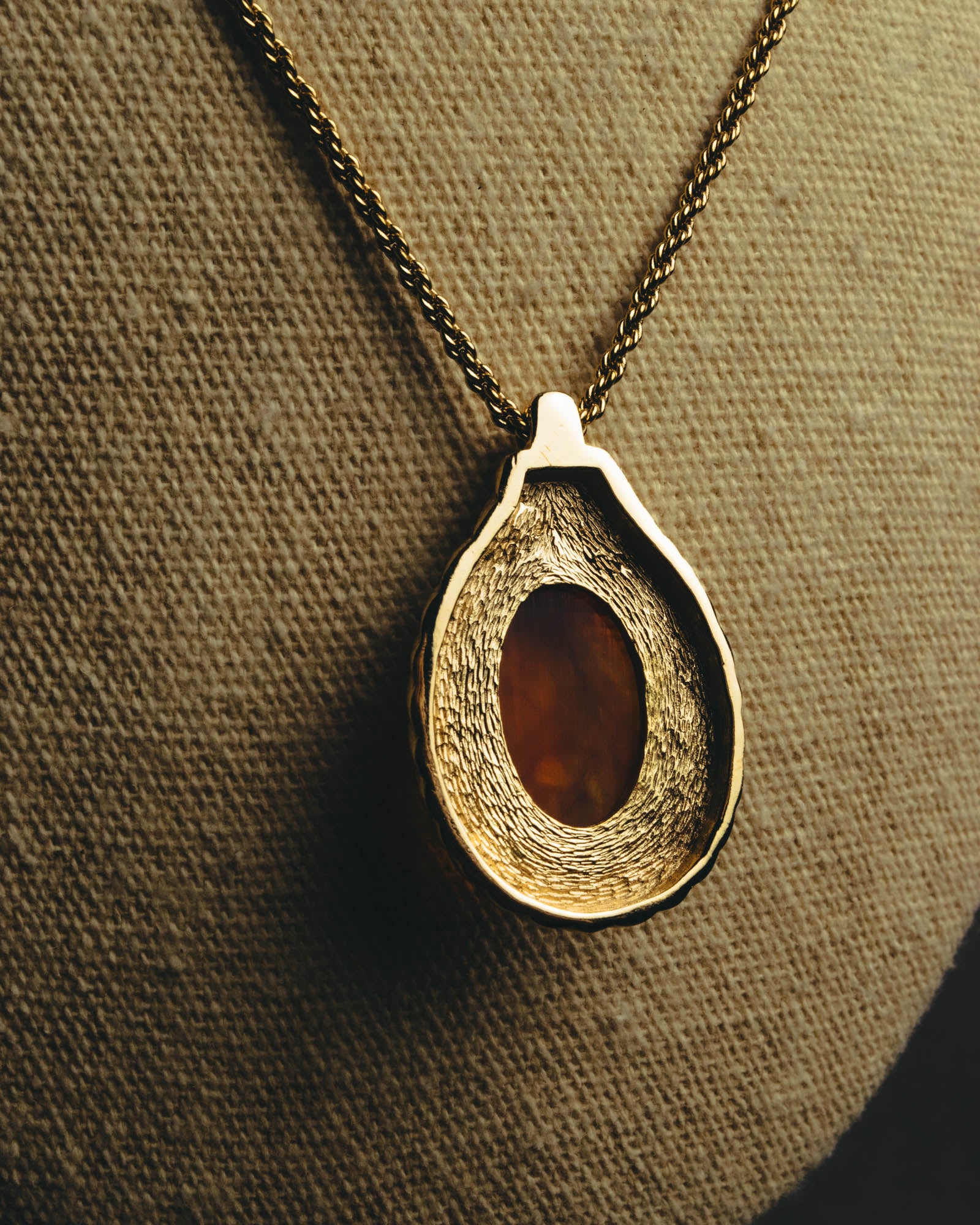 "Christian Dior" 80's-90's Amber cabochon pendant necklace