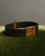 "SAINT LAURENT PARIS" Brown logo leather bracelet