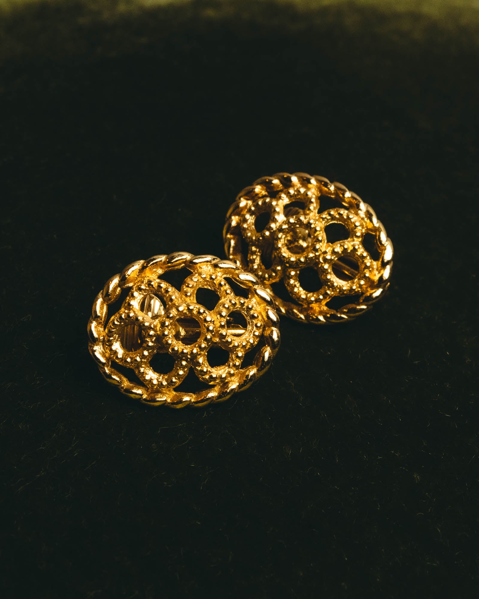 "Christian Dior" 80's-90's Ornate floral clip on earrings