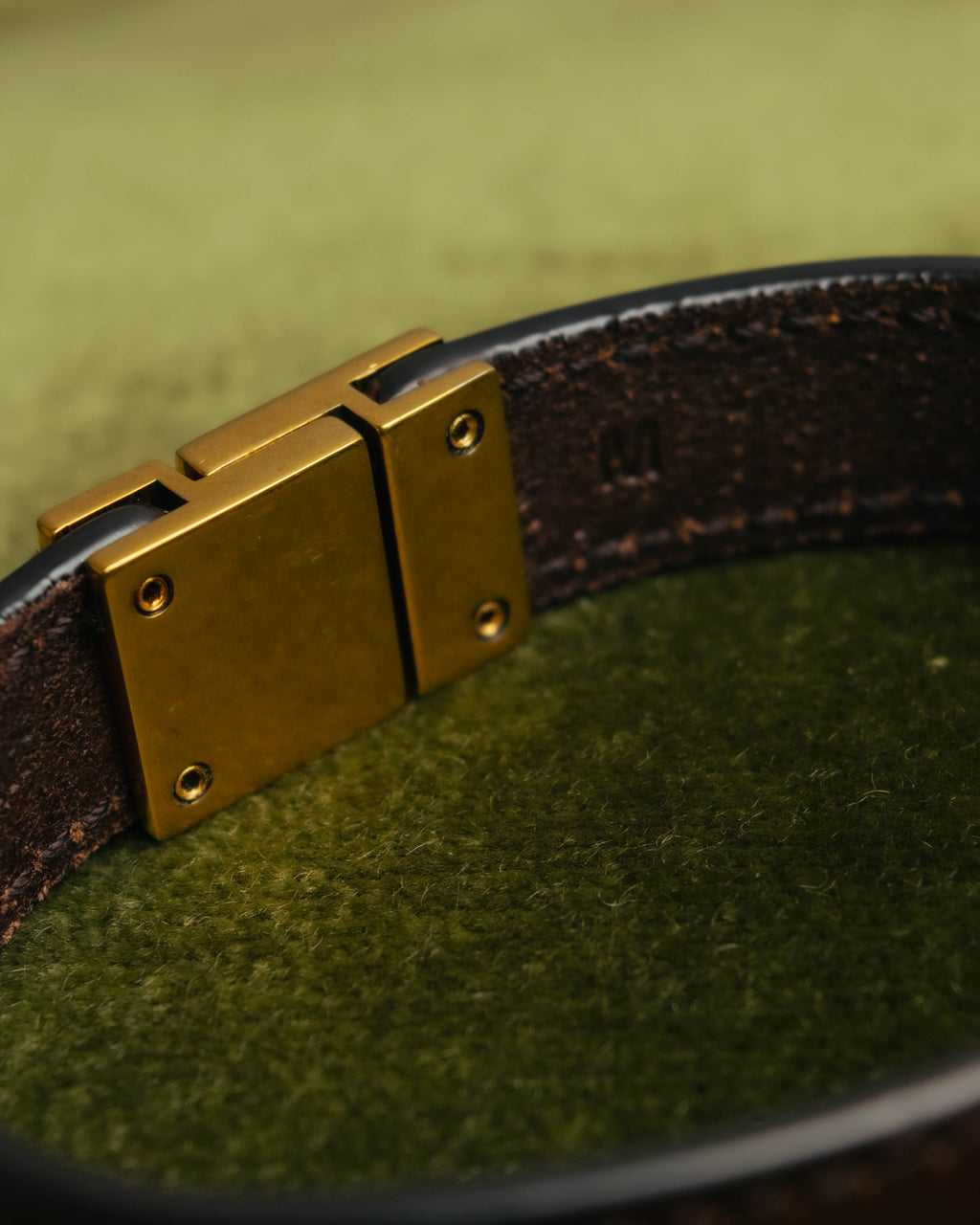 "SAINT LAURENT PARIS" Brown logo leather bracelet