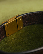 "SAINT LAURENT PARIS" Brown logo leather bracelet