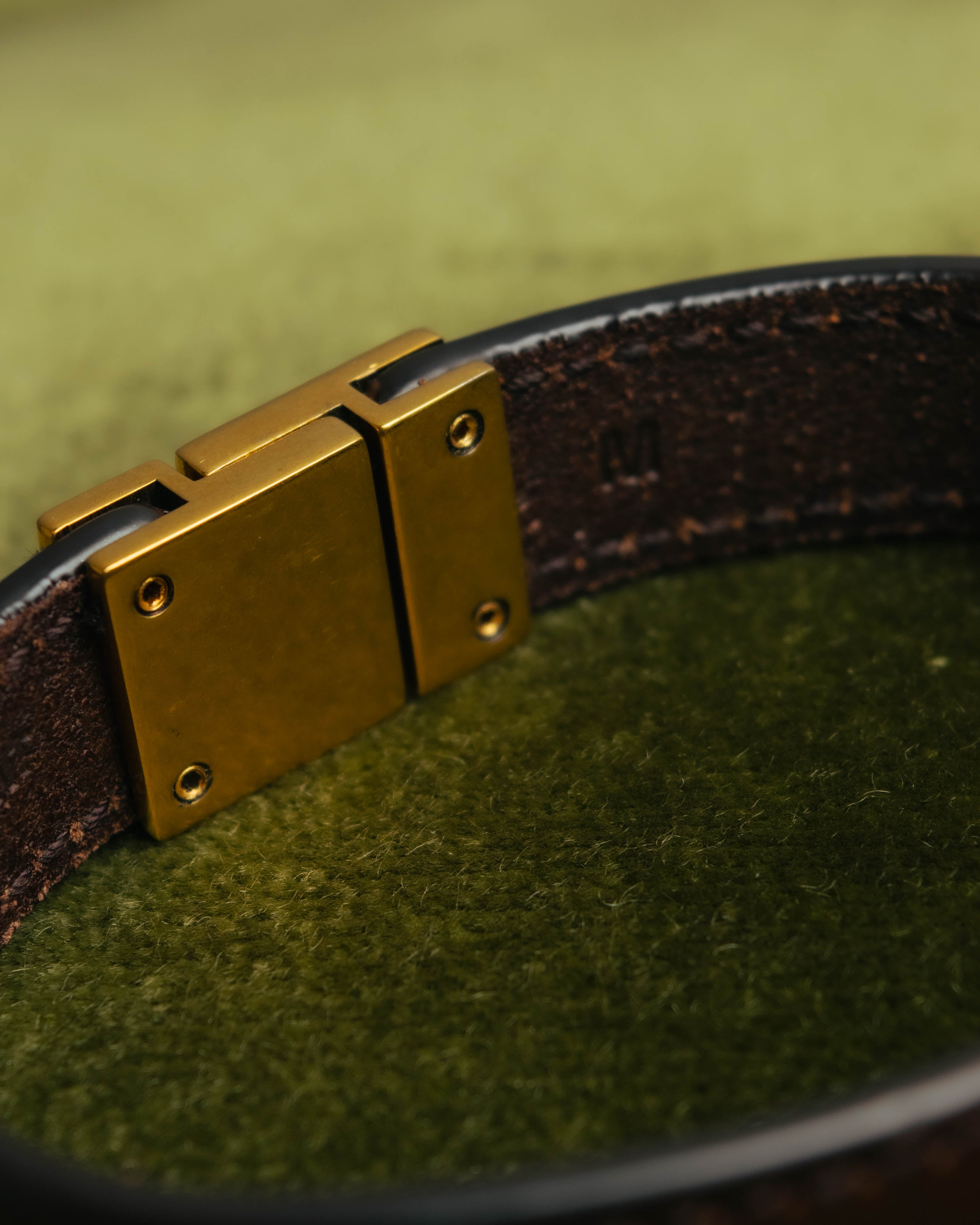 "SAINT LAURENT PARIS" Brown logo leather bracelet