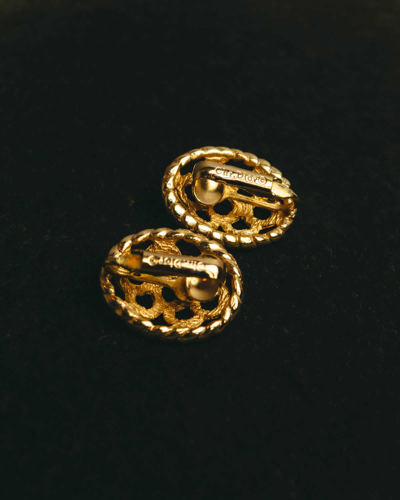 "Christian Dior" 80's-90's Ornate floral clip on earrings