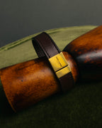 "SAINT LAURENT PARIS" Brown logo leather bracelet