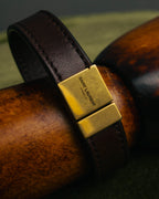 "SAINT LAURENT PARIS" Brown logo leather bracelet
