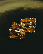 "NINA RICCI" 80's-90's Bold gold tone red stone clip on earrings
