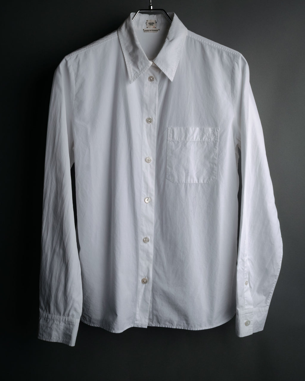 “HERMÈS” 00’s-10’s Signature embroidered cotton shirt