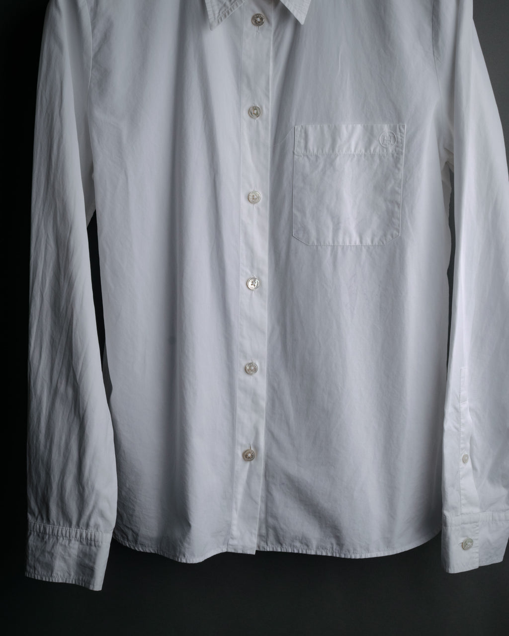 “HERMÈS” 00’s-10’s Signature embroidered cotton shirt