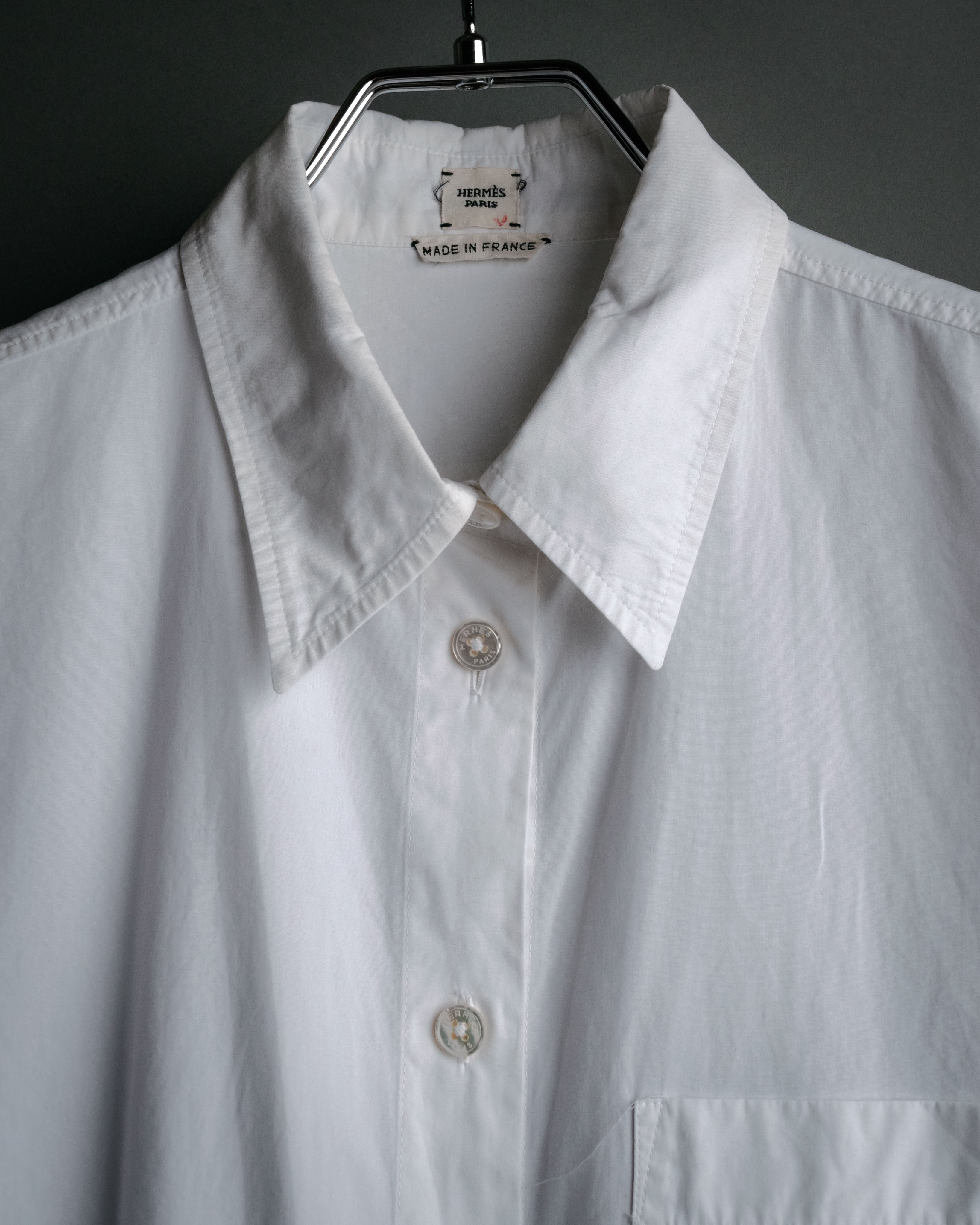 “HERMÈS” 00’s-10’s Signature embroidered cotton shirt