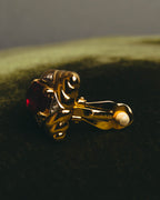 "NINA RICCI" 80's-90's Bold gold tone red stone clip on earrings
