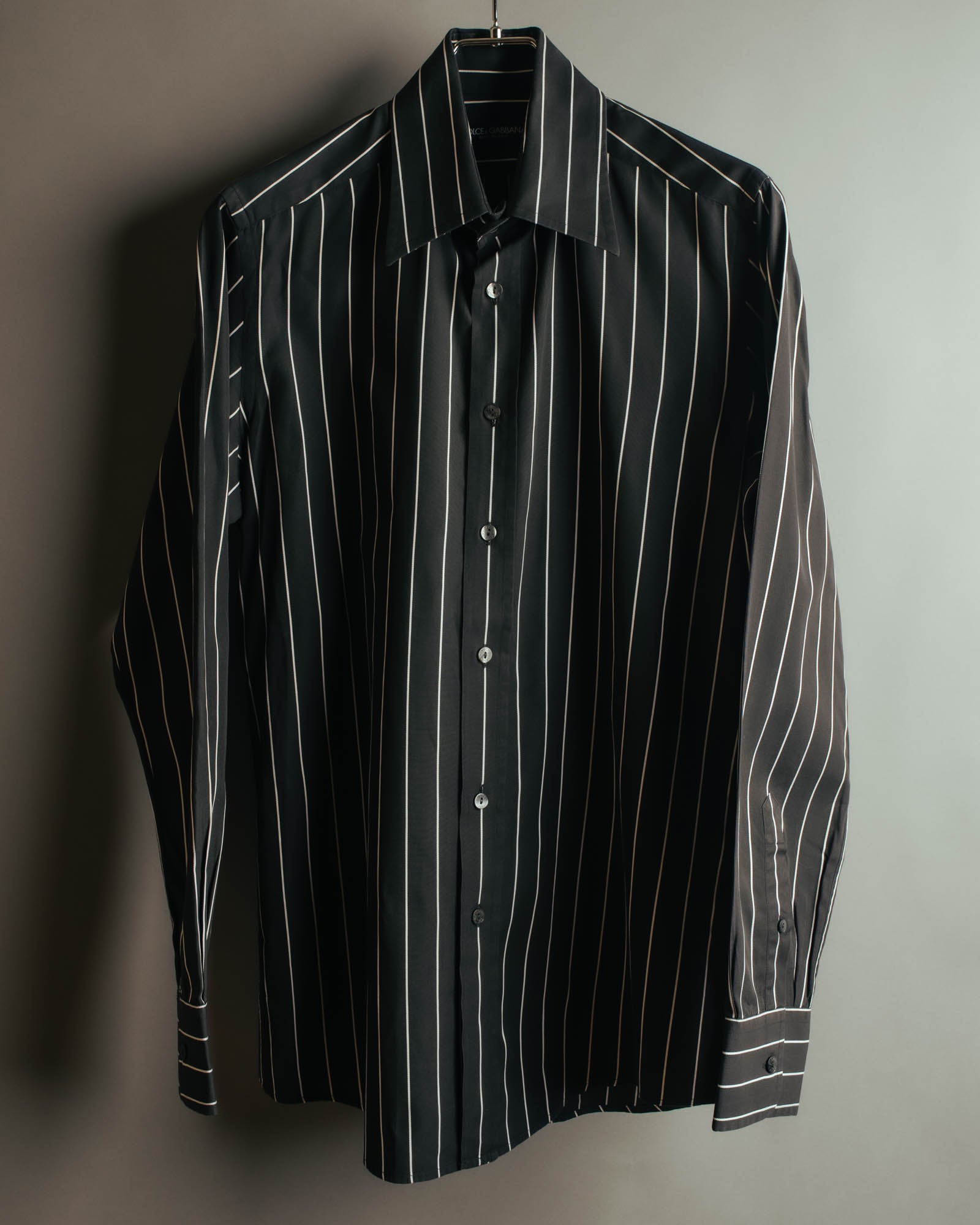 DOLCE & GABBANA Pinstripe Dress Shirt - Black - 40 - 90s 00s Vintage Archive