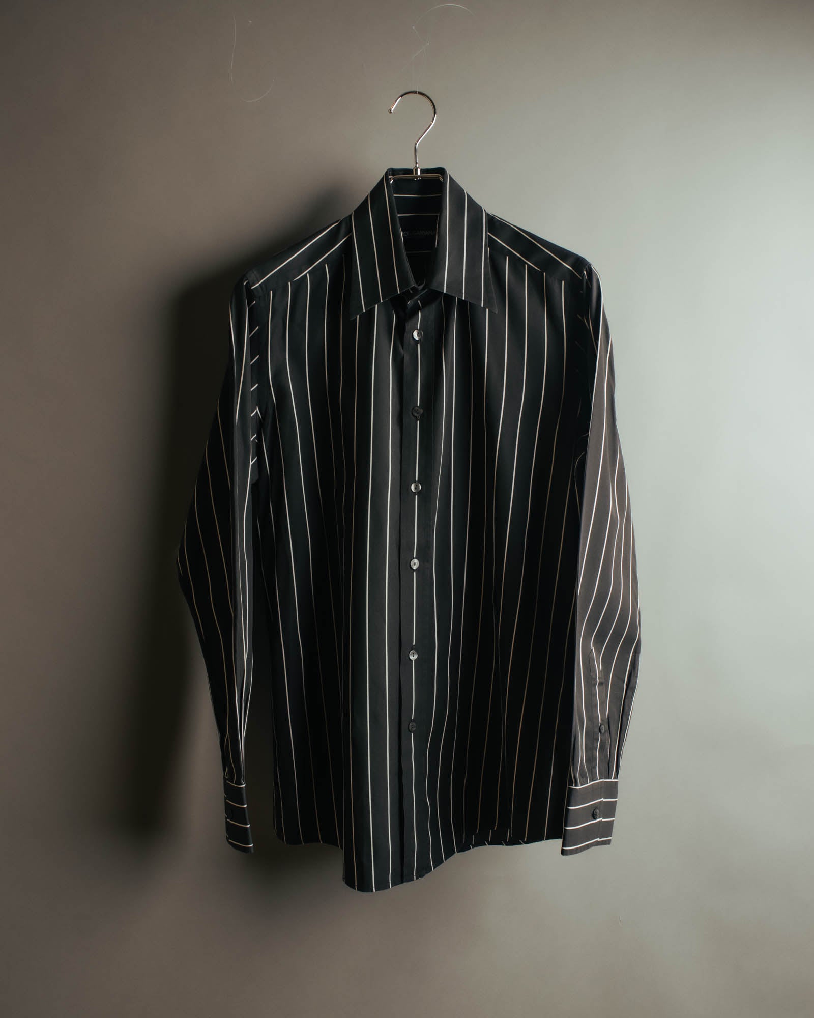 DOLCE & GABBANA Pinstripe Dress Shirt - Black - 40 - 90s 00s Vintage Archive