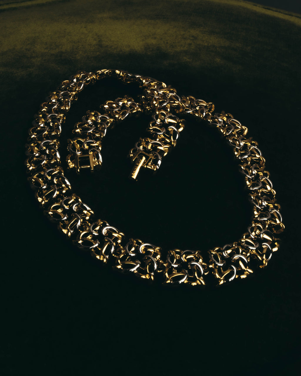 "NINA RICCI" 80's-00's Chunky two tone chain necklace