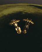 "NINA RICCI" 80's-90's Bold gold tone red stone clip on earrings