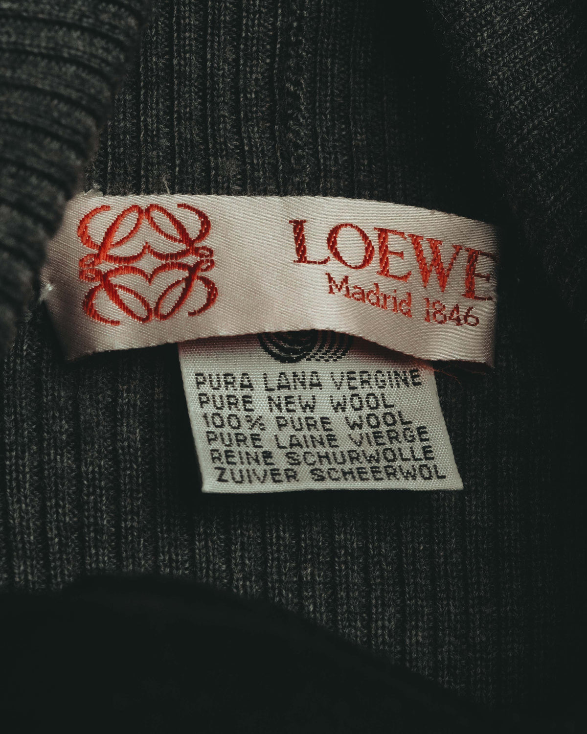 "LOEWE" Late 80's-90's Ribbed wool turtleneck sweater