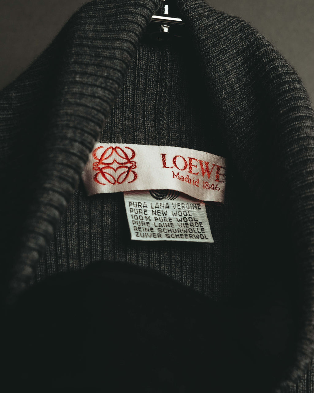 "LOEWE" Late 80's-90's Ribbed wool turtleneck sweater