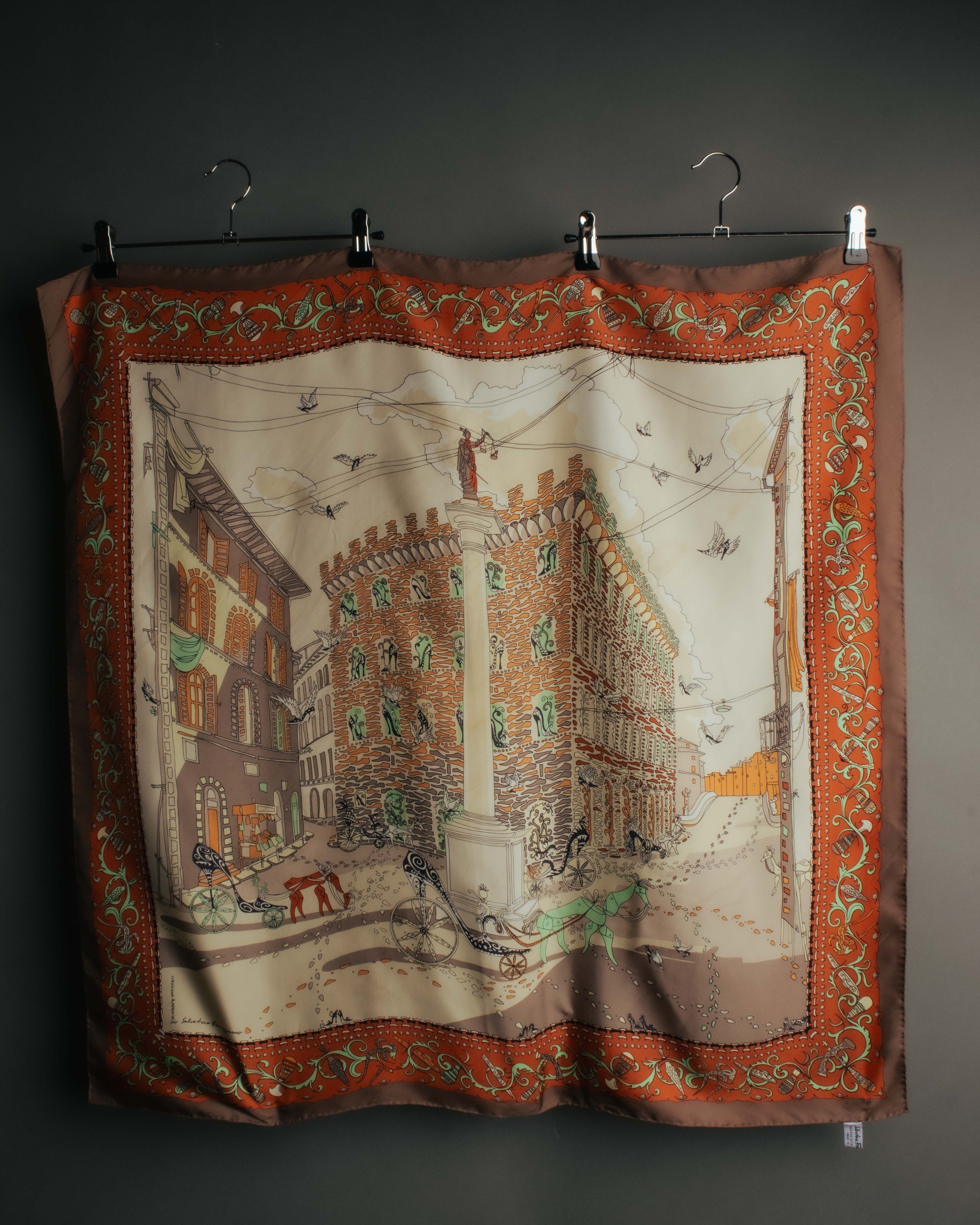 “Salvatore Ferragamo” 90’s Florence trompe l’oeil silk scarf