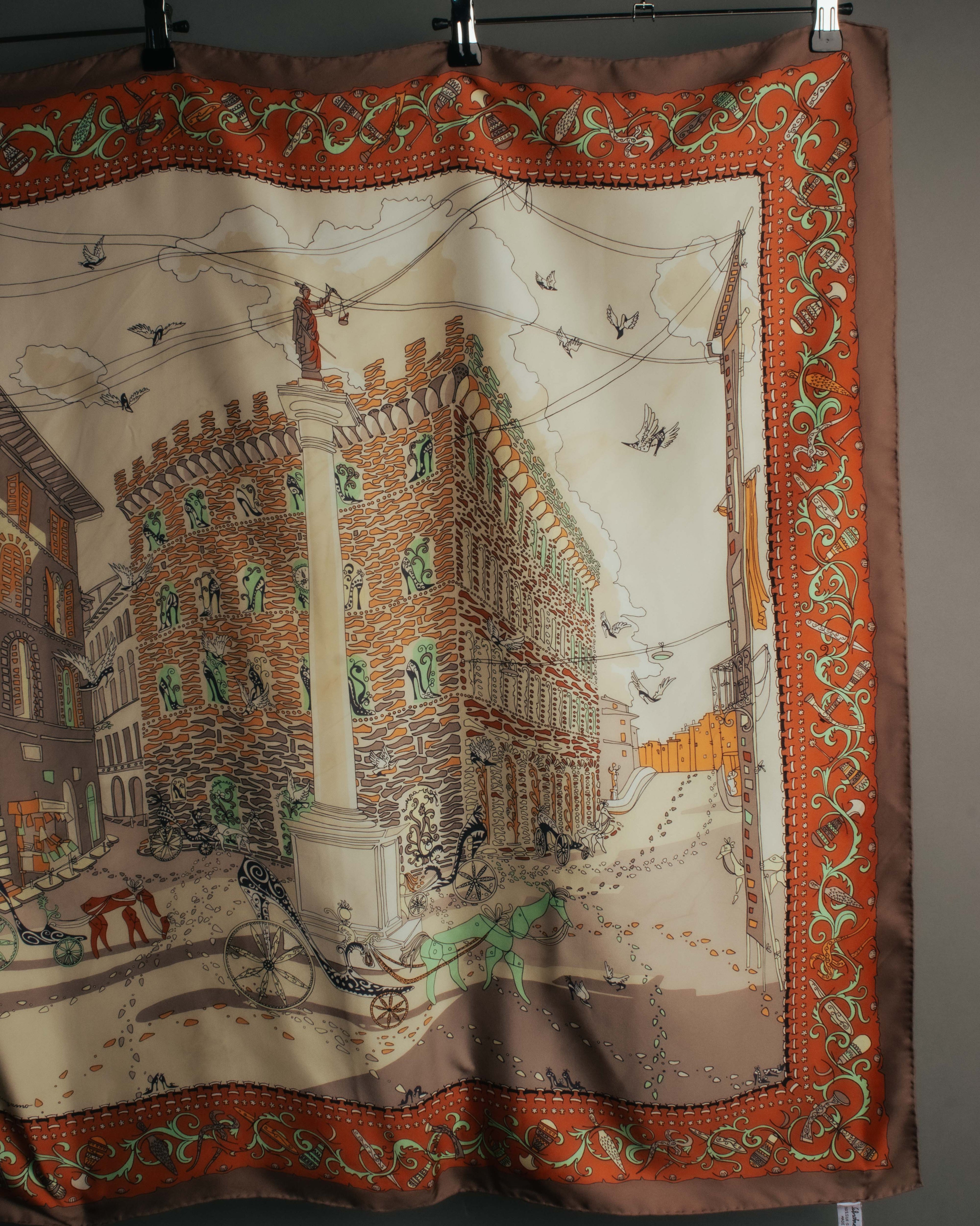 “Salvatore Ferragamo” 90’s Florence trompe l’oeil silk scarf