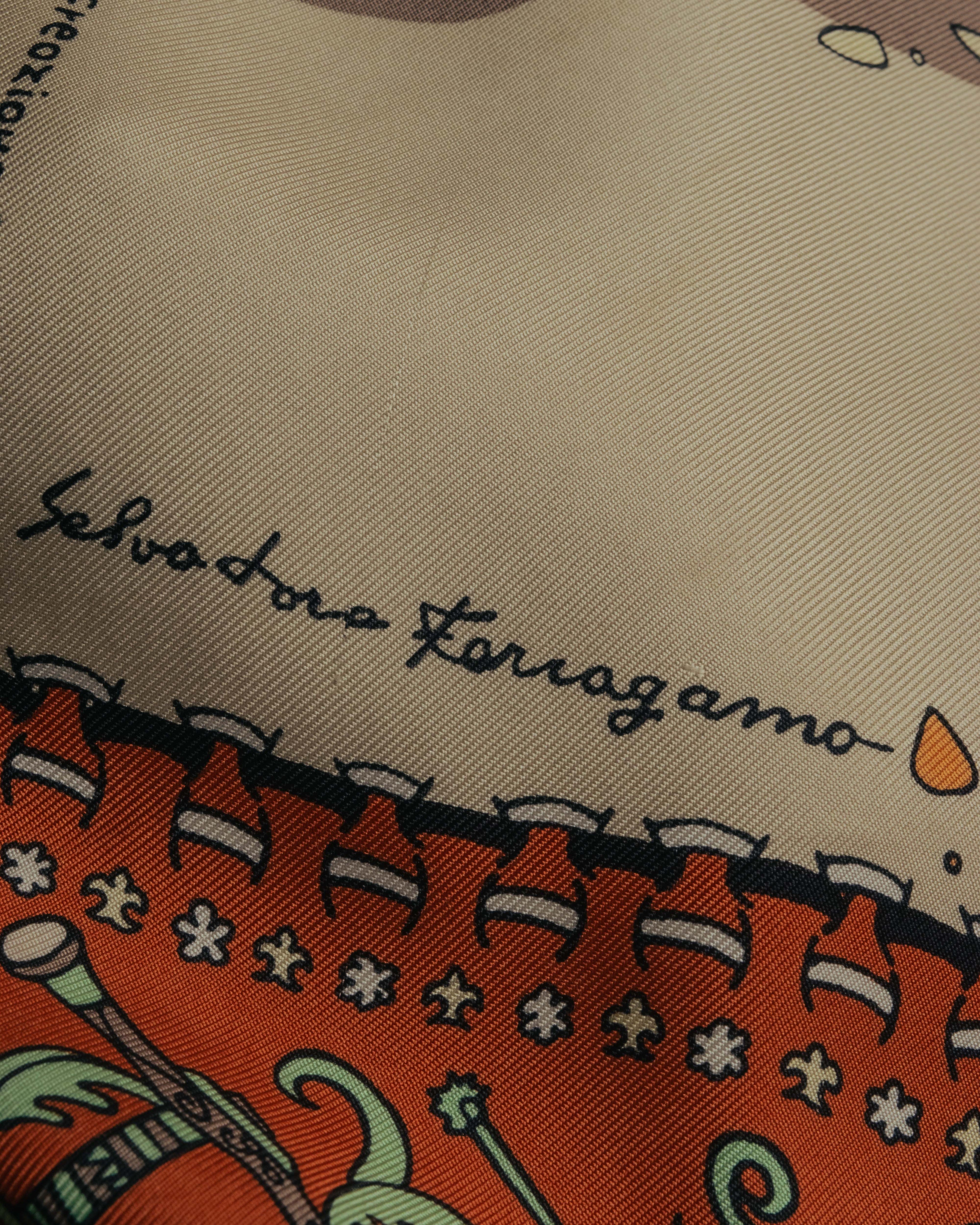 “Salvatore Ferragamo” 90’s Florence trompe l’oeil silk scarf
