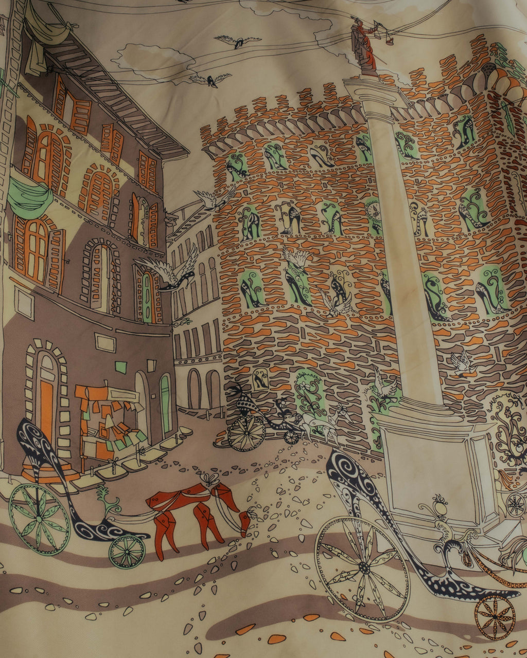 “Salvatore Ferragamo” 90’s Florence trompe l’oeil silk scarf
