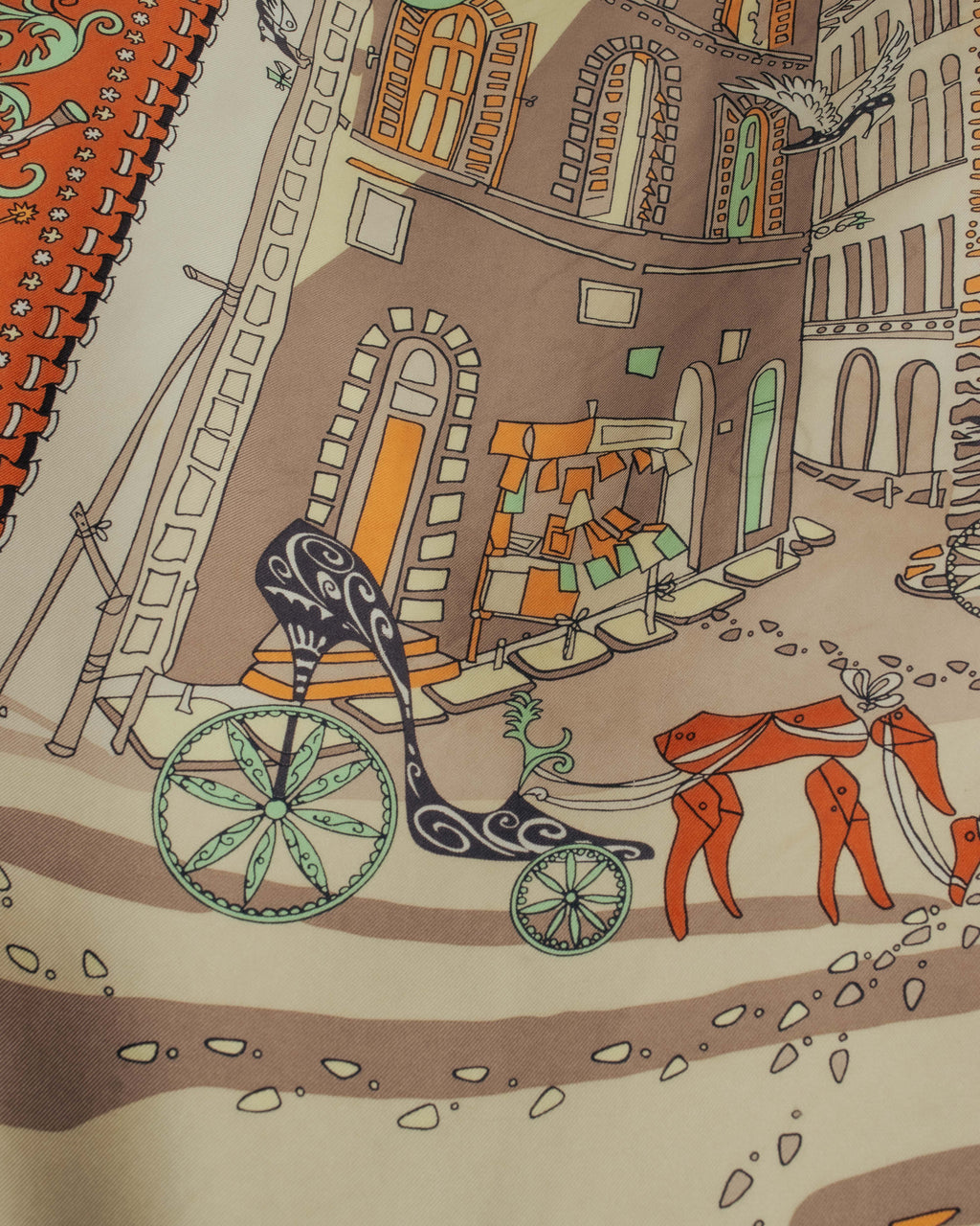 “Salvatore Ferragamo” 90’s Florence trompe l’oeil silk scarf