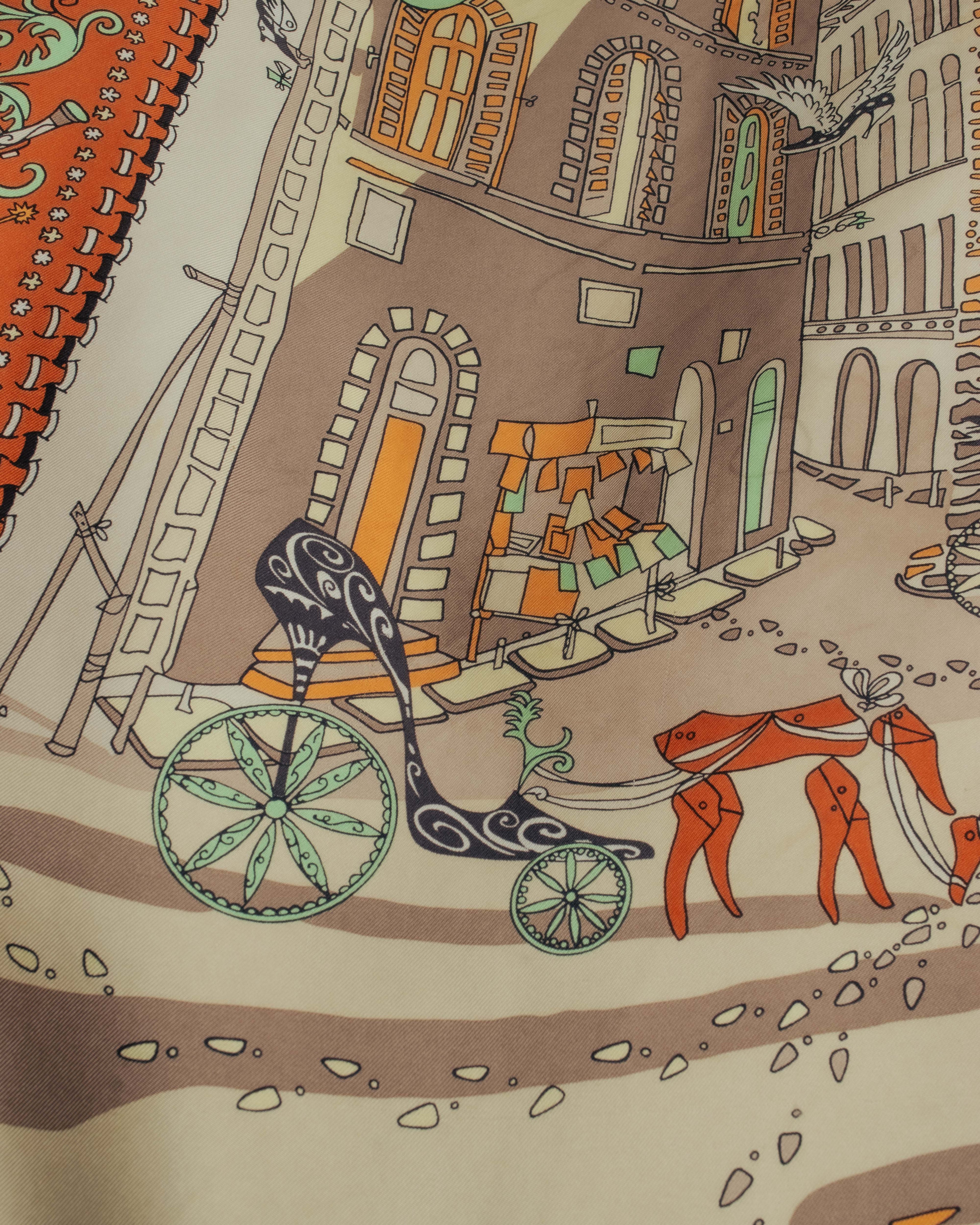 “Salvatore Ferragamo” 90’s Florence trompe l’oeil silk scarf