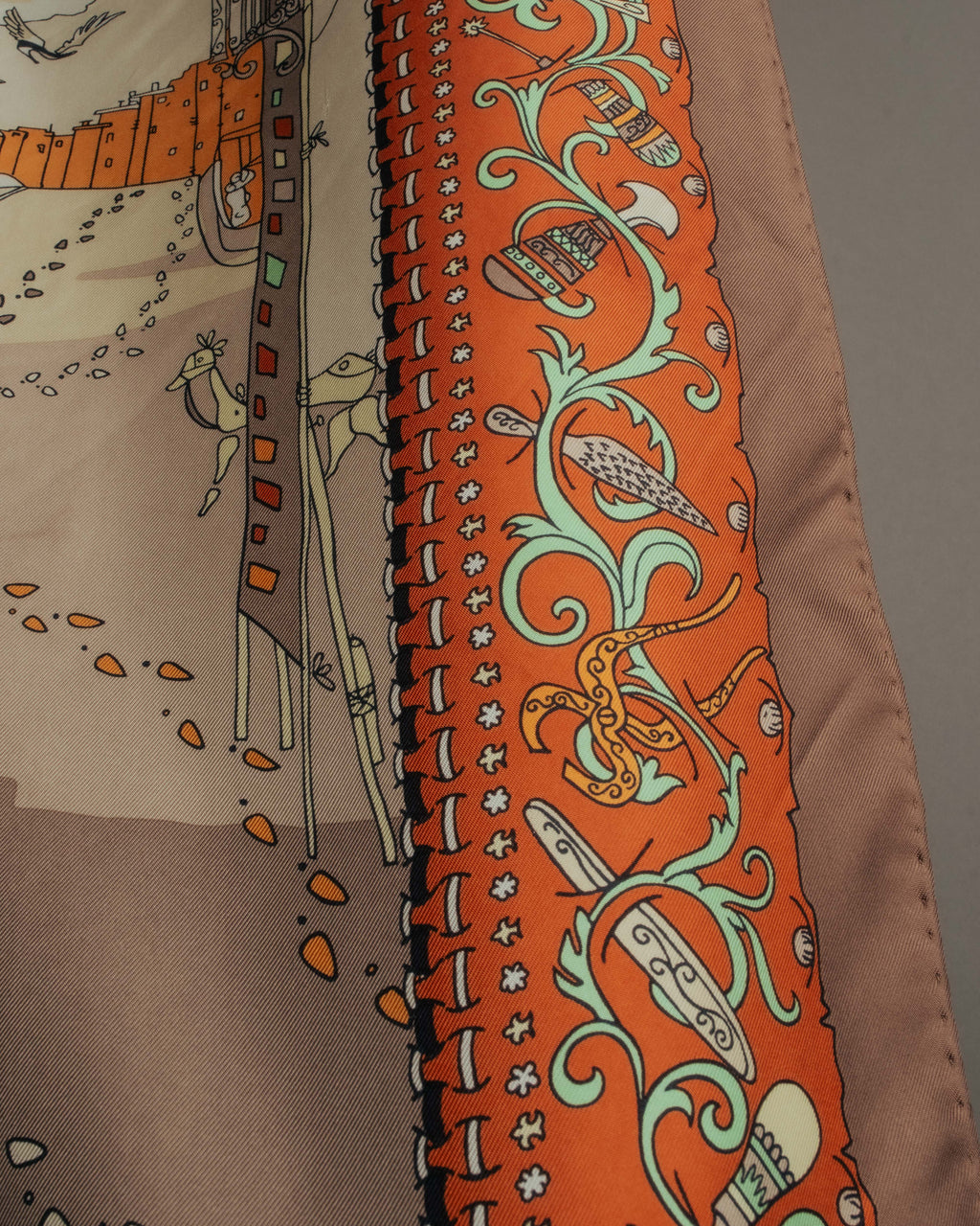 “Salvatore Ferragamo” 90’s Florence trompe l’oeil silk scarf