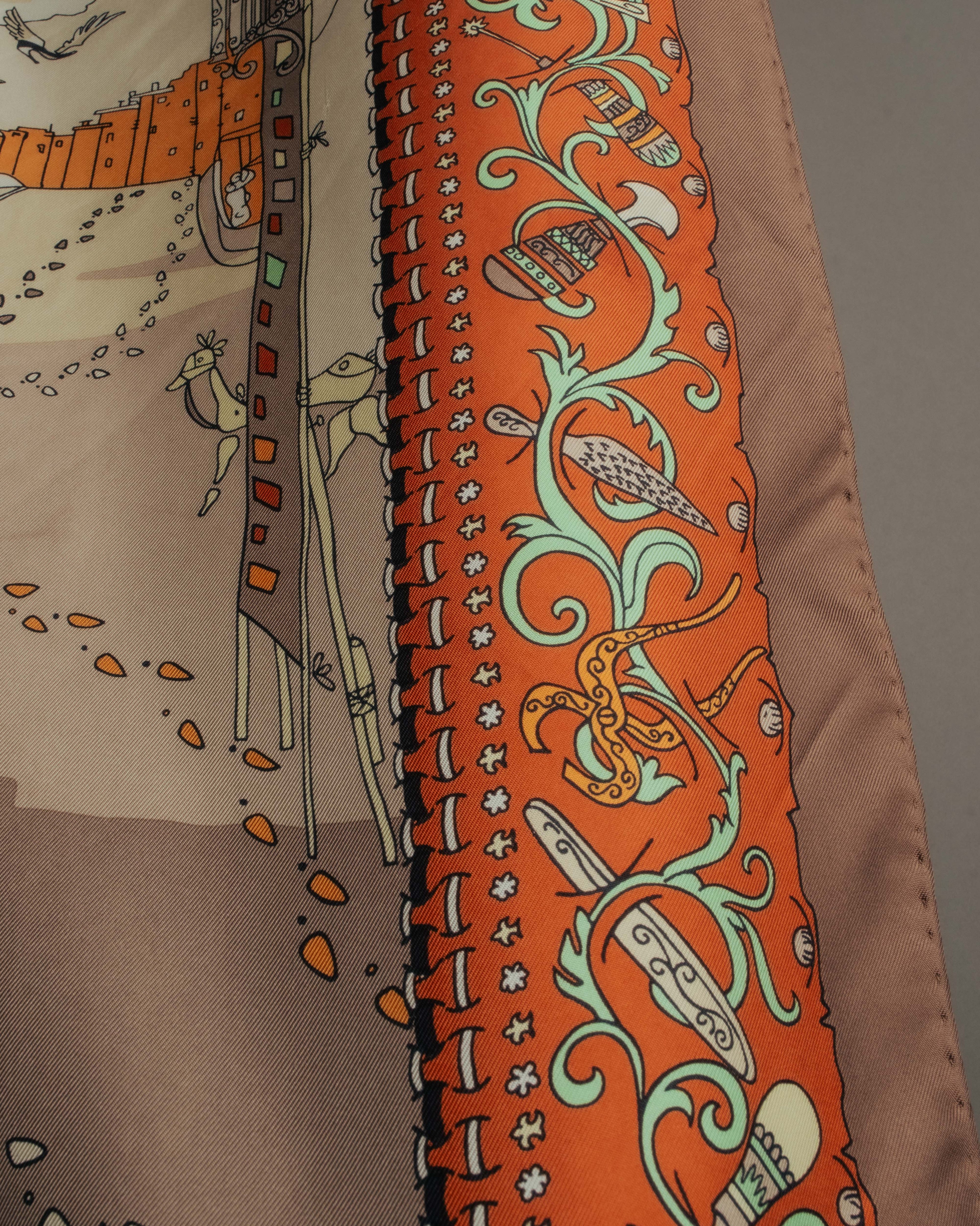 “Salvatore Ferragamo” 90’s Florence trompe l’oeil silk scarf