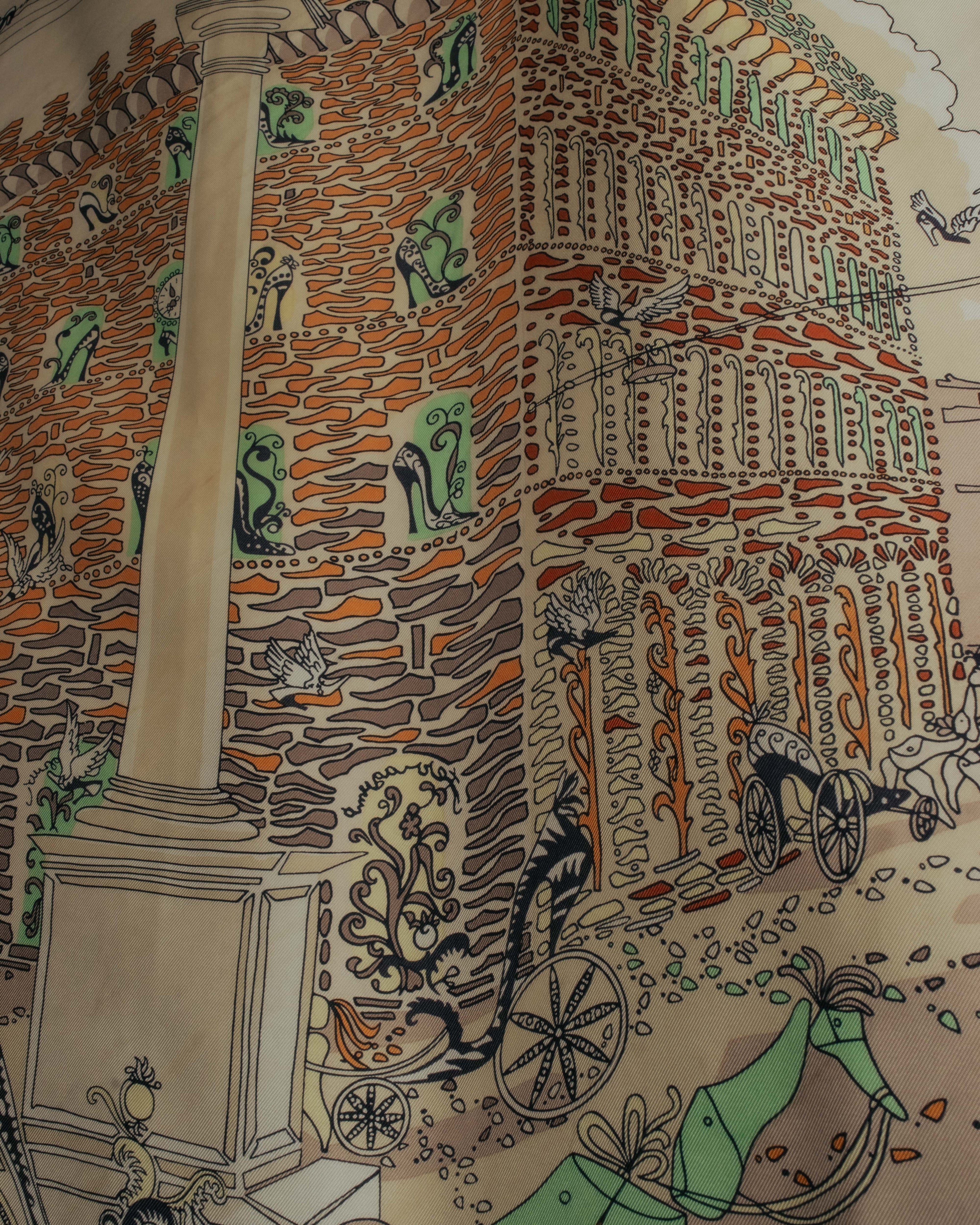 “Salvatore Ferragamo” 90’s Florence trompe l’oeil silk scarf
