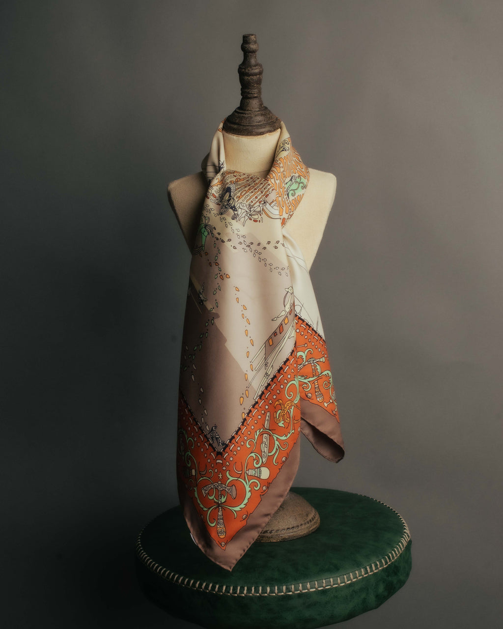 “Salvatore Ferragamo” 90’s Florence trompe l’oeil silk scarf
