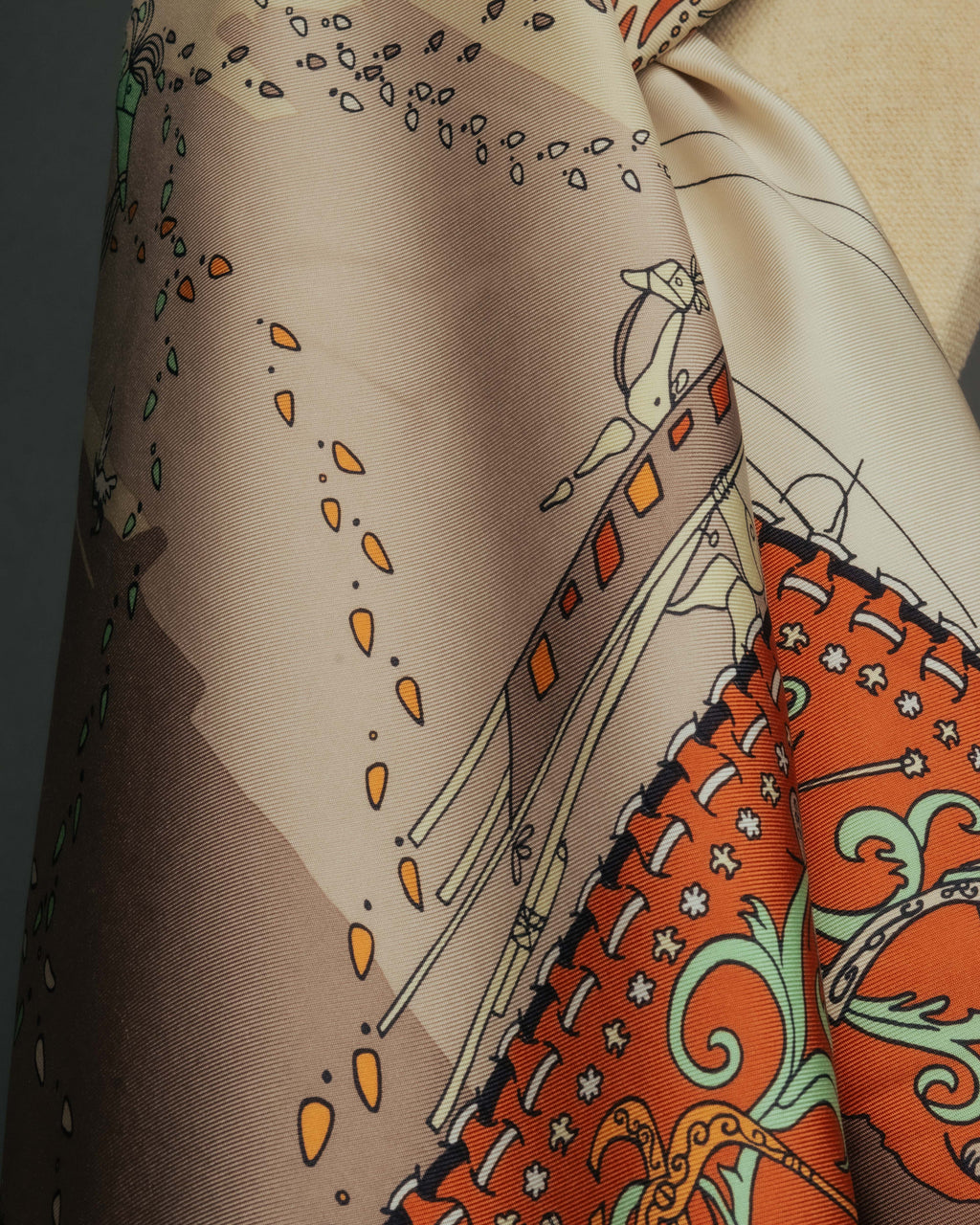 “Salvatore Ferragamo” 90’s Florence trompe l’oeil silk scarf