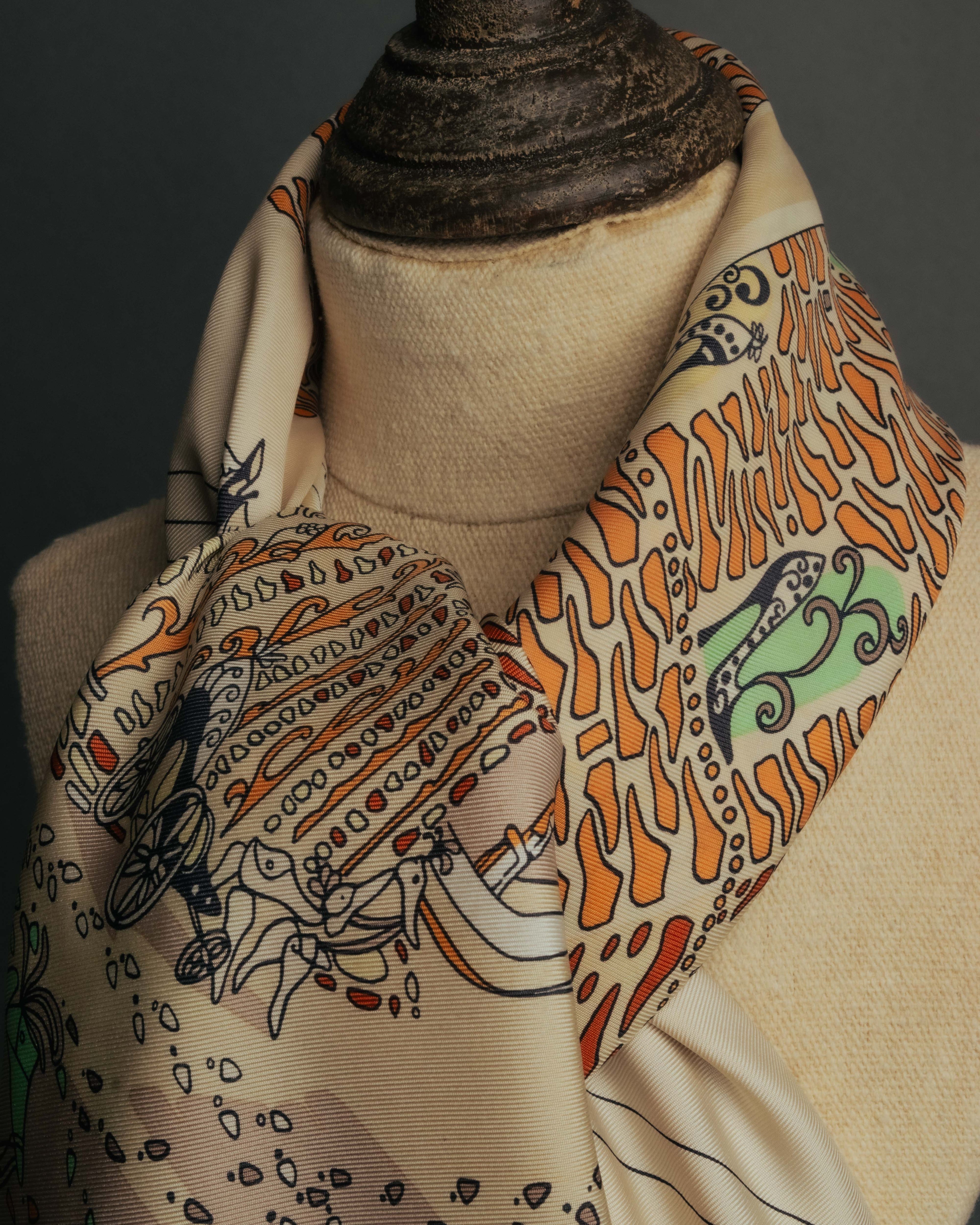 “Salvatore Ferragamo” 90’s Florence trompe l’oeil silk scarf