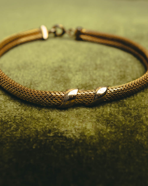 "Christian Dior" 70's Gold tone mesh chain necklace