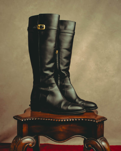 "FENDI" 00's B buckle knee-high leather boots