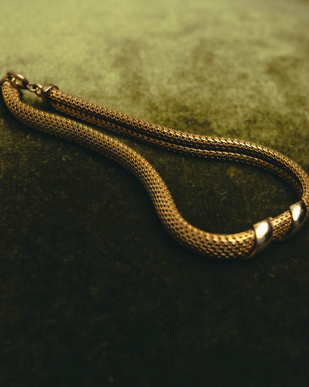 "Christian Dior" 70's Gold tone mesh chain necklace