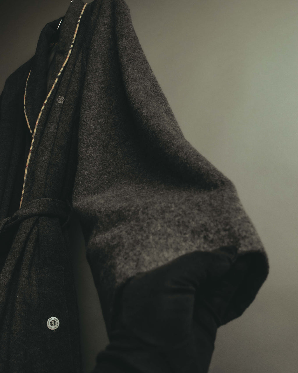 "BURBERRY LONDON" 00's-10's Check trimmed wool dressing gown