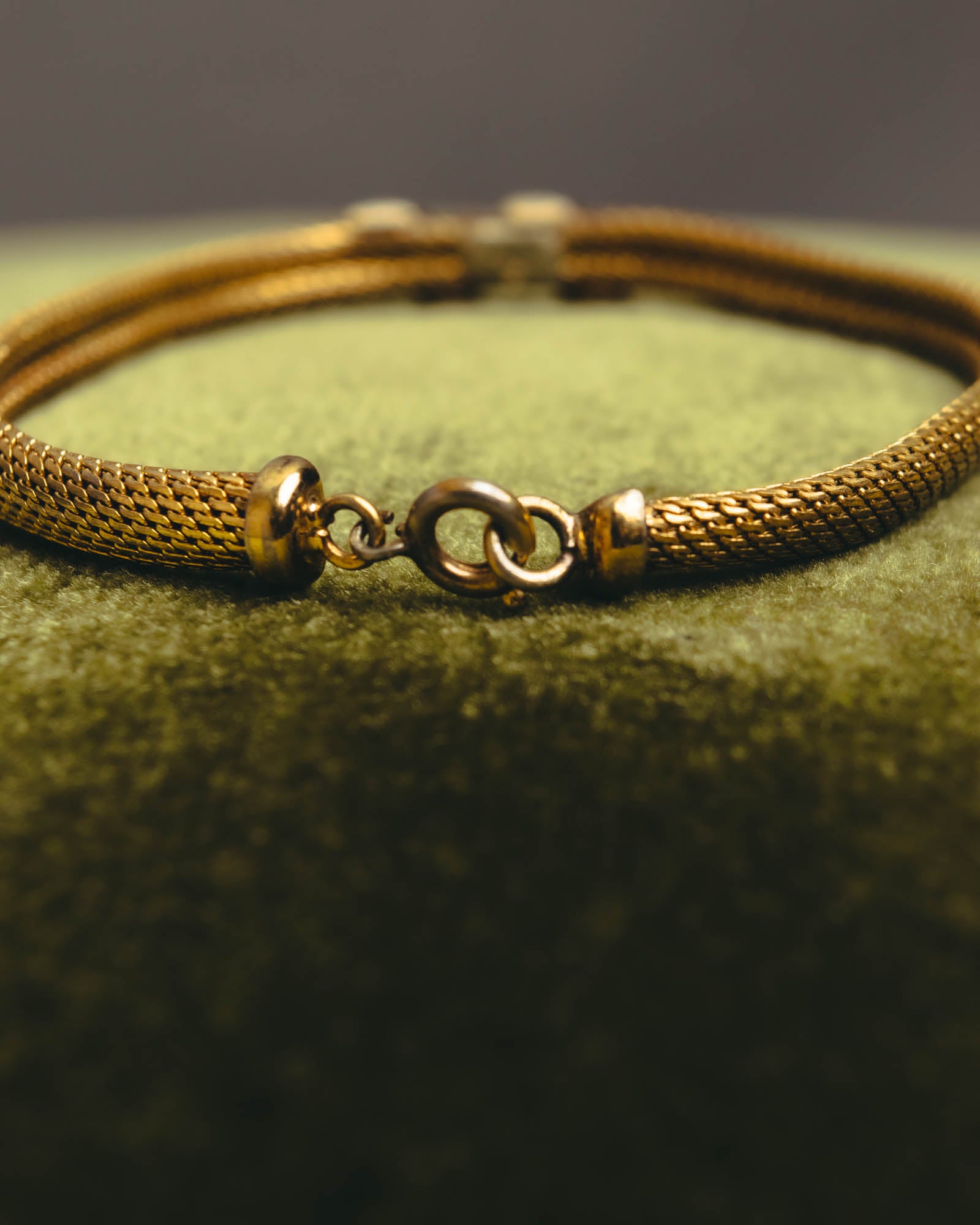 "Christian Dior" 70's Gold tone mesh chain necklace