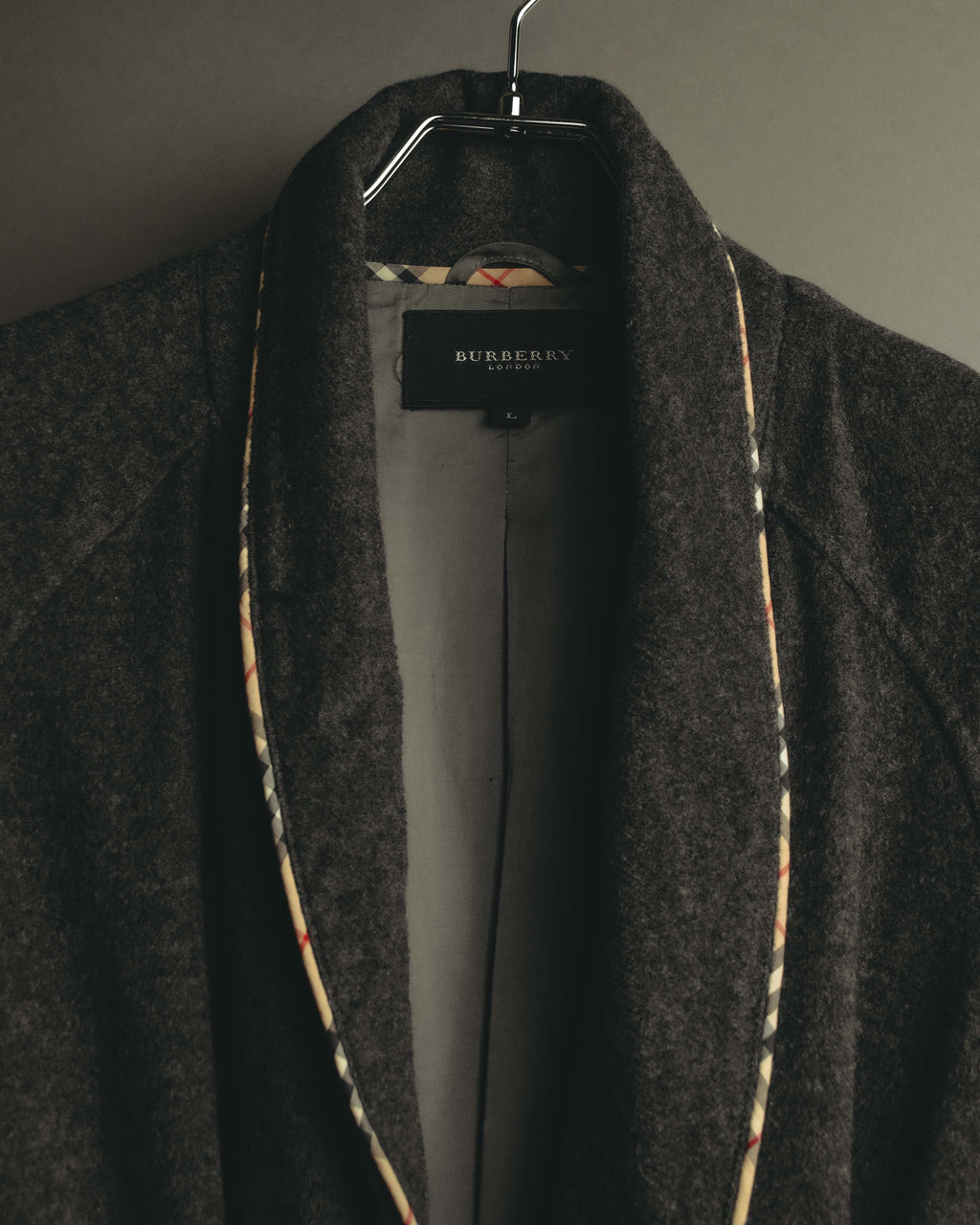 "BURBERRY LONDON" 00's-10's Check trimmed wool dressing gown