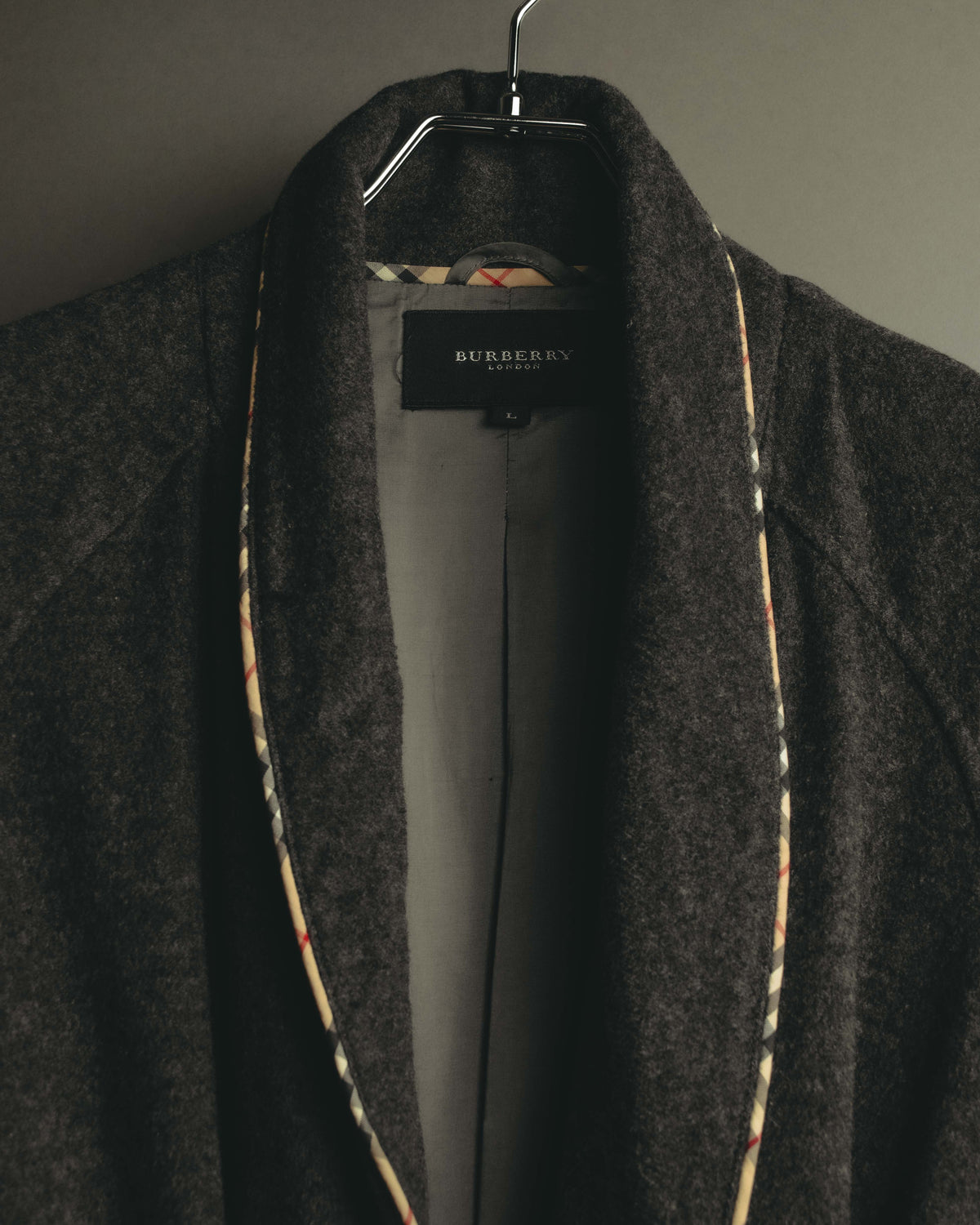 "BURBERRY LONDON" 00's-10's Check trimmed wool dressing gown