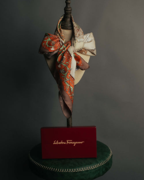 “Salvatore Ferragamo” 90’s Florence trompe l’oeil silk scarf